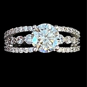 3.04 Ct Vvs1 Pale Blue Round Moissanite Ring 925 Silver
